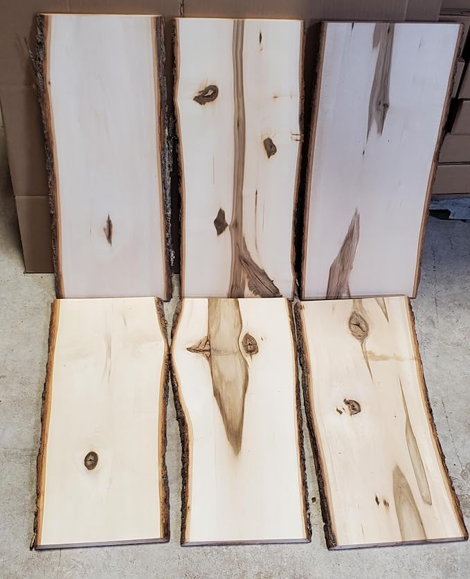 Foggy Bottom Woodworks Rustic Live Edge Basswood Planks, 0.69 X 7 to 9 X 11