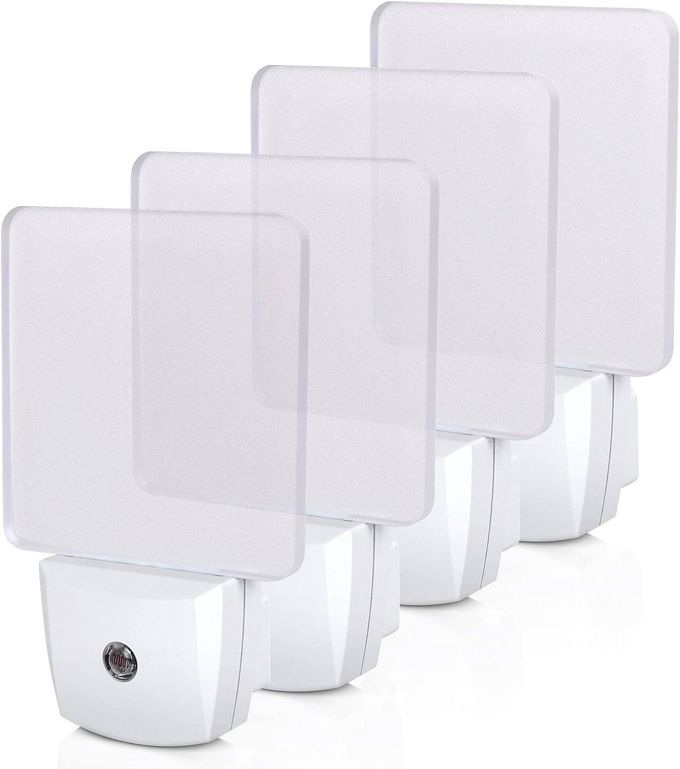DEWENWILS Plug in LED Night Light with Light Sensor, Dusk to Dawn, Kids Nightlight for Nursery, Bathroom, Hallway, Bedroom, Cool White Light, Flat Clear Design, UL Listed, 4 Pack