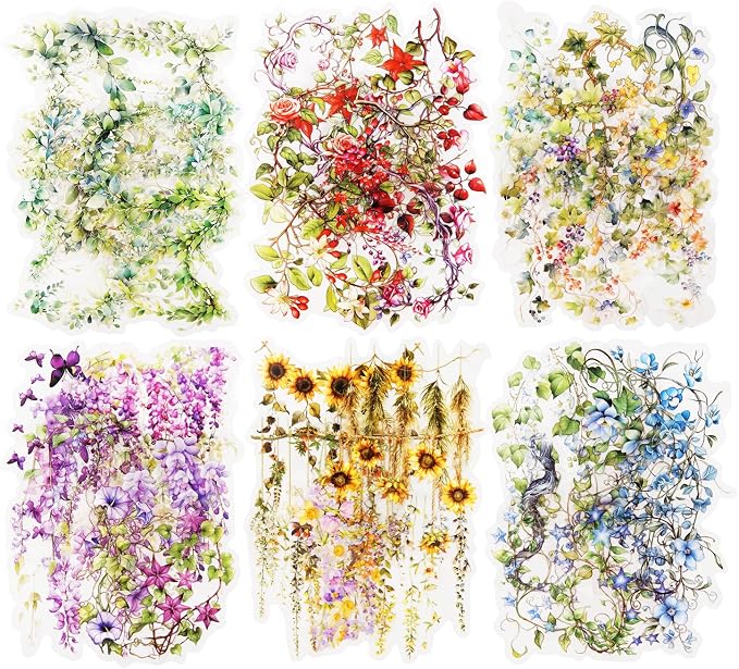 120 Pcs Floral Vine PET Stickers
