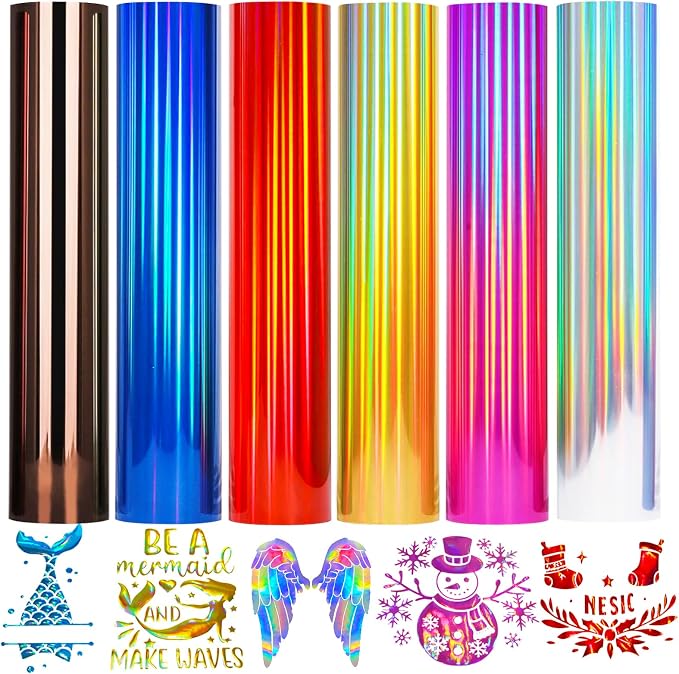Holographic HTV Heat Transfer Vinyl Metallic Holographic Vinyl Gold Iron HTV 6