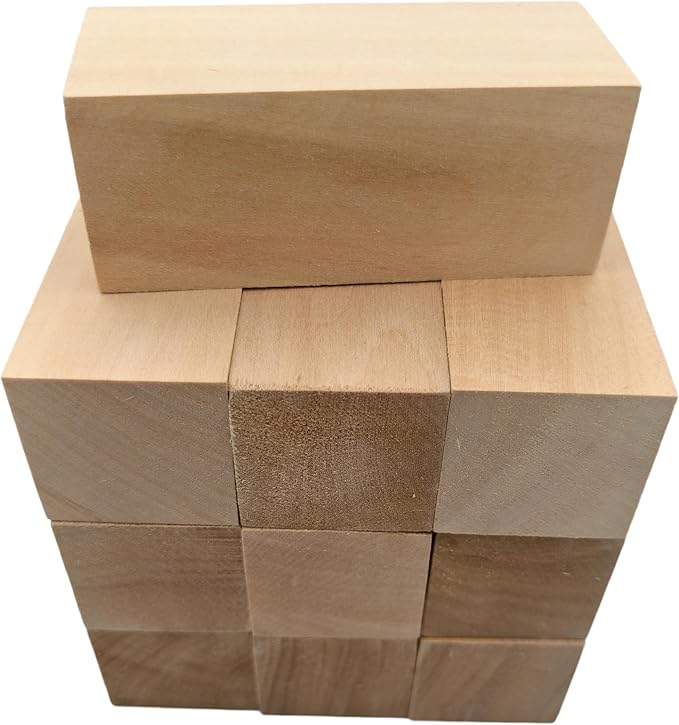 10PCS Basswood Carving Blocks, Whittling Wood Carving Kit, Unfinished Wooden