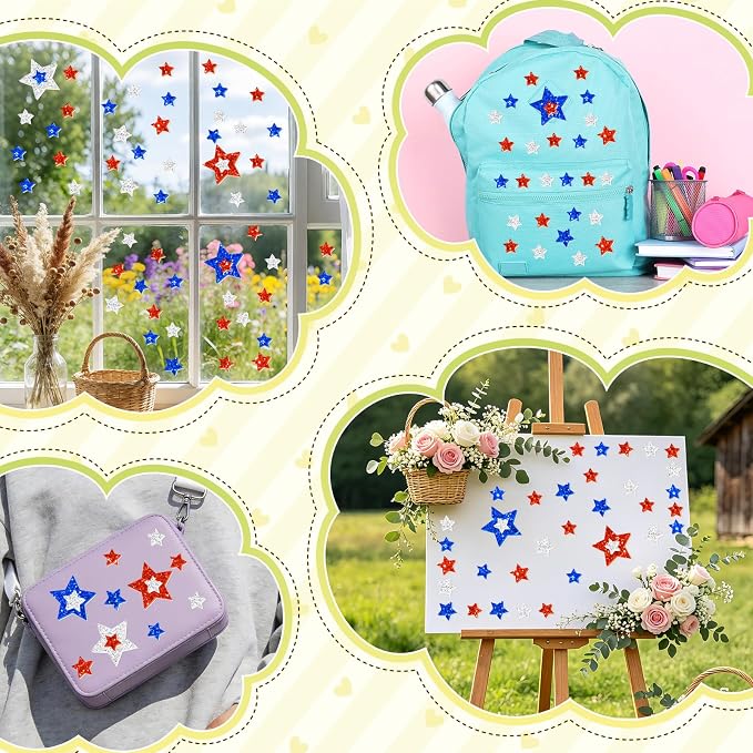 1384Pcs Glitter Foam Stickers, Colorful Self Adhesive Geometric Foam Stickers