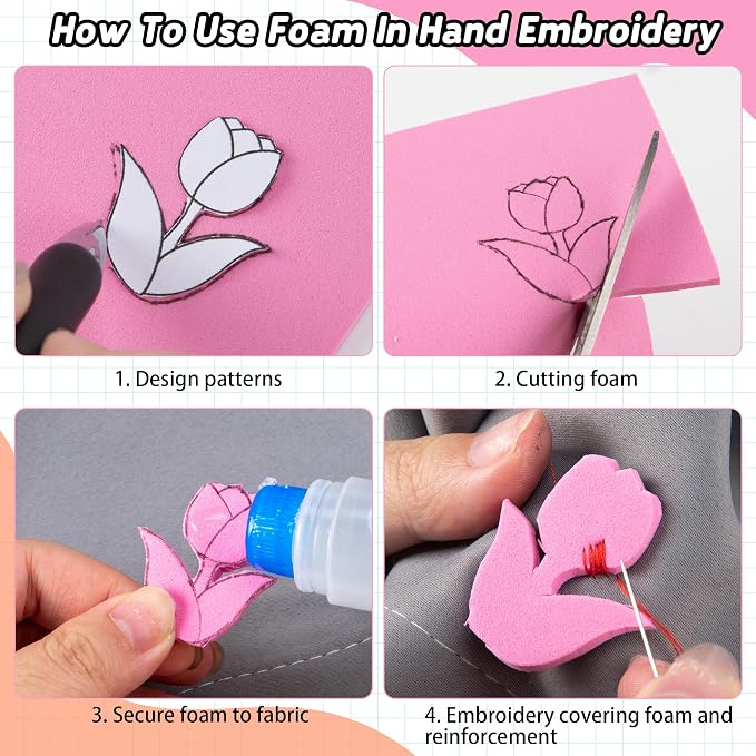 Funria 3mm Embroidery Puffy Foam 9" x 12"16Pcs EVA Foam Sheets