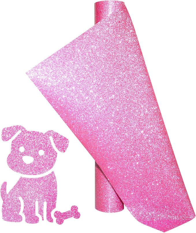 Glitter Pink Heat Transfer Vinyl Roll 12 x 5 Feet Iron on HTV