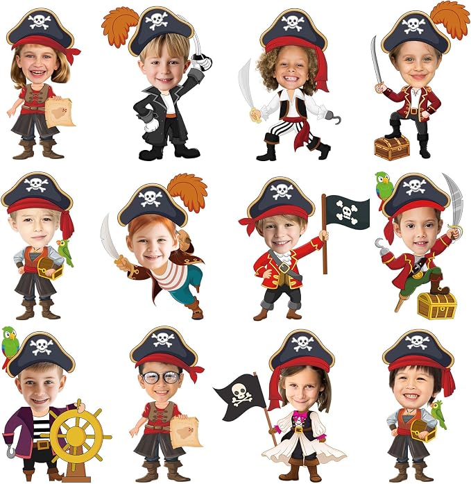 60pcs Pirate Cutouts Pirate Treasure Theme Bulletin Board Decorations Skull Hat