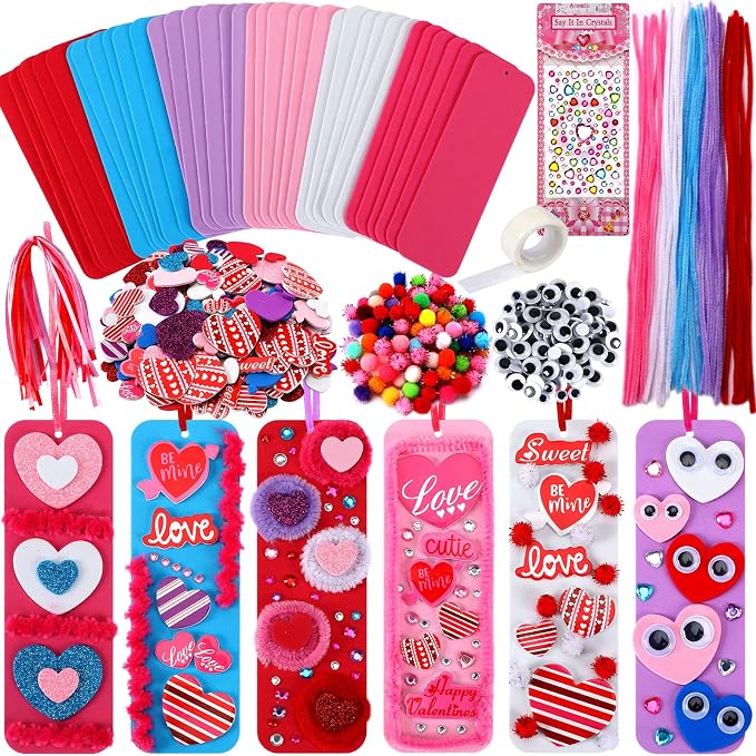 JULBEAR 36 Packs Valentine Foam DIY Bookmarks Craft Kit