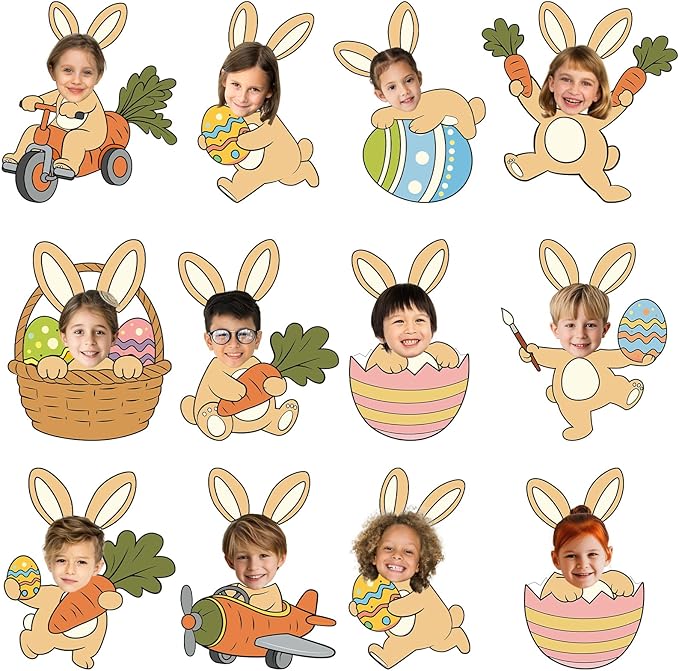 60pcs Easter Theme DIY Cutouts Easter Bunny Eggs Bulletin Board Decoration Set