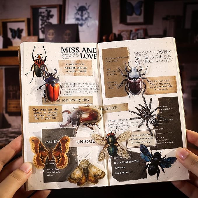 100PCS Insect Specimen PET Stickers – Bug-Themed Waterproof Decals Featuring