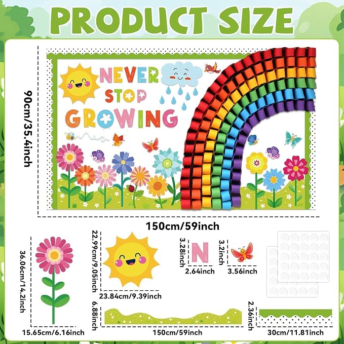 Summer Bulletin Board Classroom Decorations 3D Rainbow Butterfly Floral