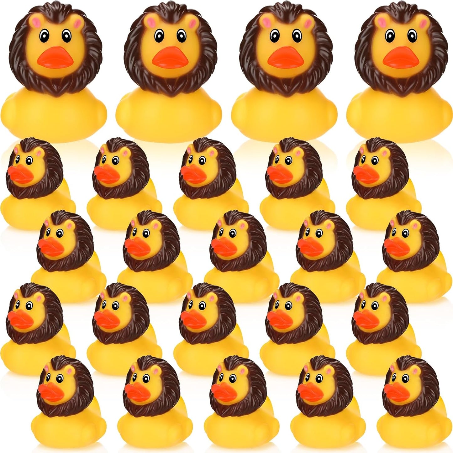 Jexine 24 Pieces Rubber Ducks 4 Styles Assorted Rubber Fun and Adorable Gifts Birthday Party Supplies Bathtub Floating Ducking Reward Gift Bag Filler(Lion Style)