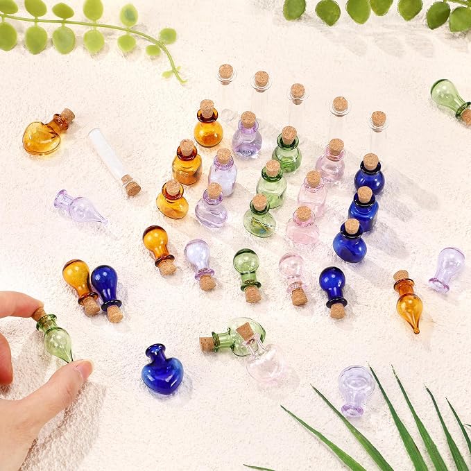 Geiserailie 80 Pieces Tiny Glass Bottles Spell Jars