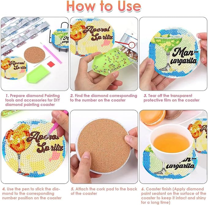 Benjenes 8PCS Diamond Art Coasters Kit