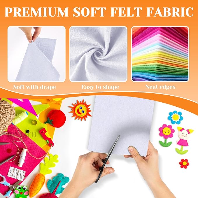 IONTACH 9" X 12" Felt Fabric Sheets 1.6mm Thick | Soft Felt