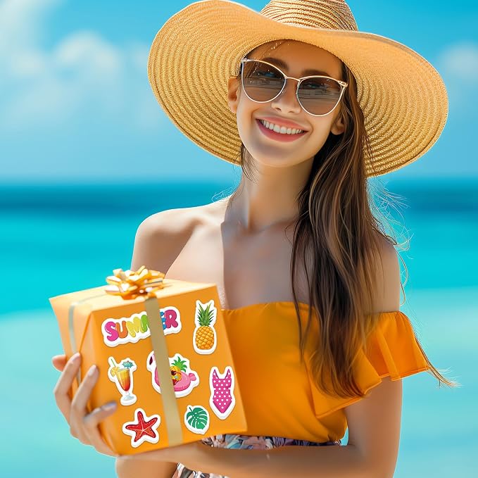 300Pcs Summer Foam Stickers, Colorful Self-Adhesive Summer Pool Beach Stickers
