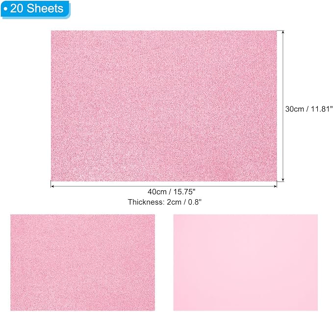 PATIKIL 20 Sheets 2mm Glitter Foam Sheet
