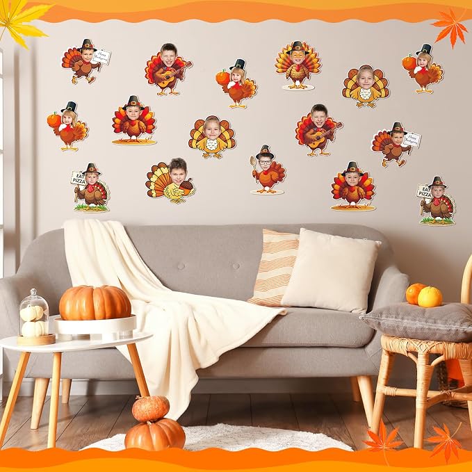 Gersoniel 72 Pcs Kid Fall Turkey Decor Fall Pumpkin Bulletin Board Cutout |