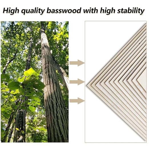 24 Pack Basswood Sheets 1/8 inch, 3mm Basswood