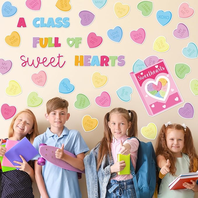 JarThenaAMCS Valentine's Day Classroom Door Decoration Candy Hearts Bulletin