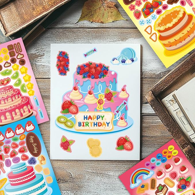32 Sheets Create Cake of Dreams Stickers, Make Your Own Cake Stickers