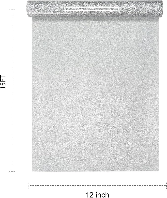 Efuncro- Sliver Glitter HTV Heat Transfer Vinyl
