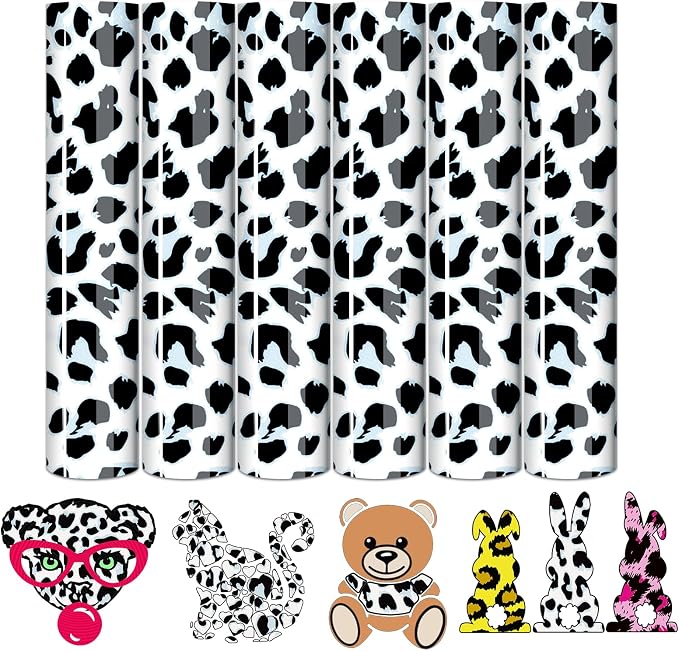 Tintnut Black White Leopard Heat Transfer Vinyl, easy cut & weed, stretch