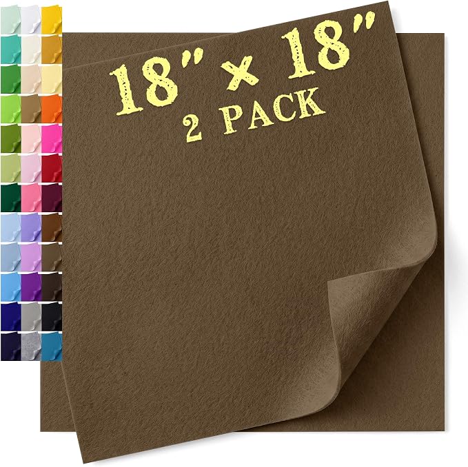 Felt Fabric Sheet 18 x 18 Inch, 1.6mm Thick | Soft and Flexible Nonwoven
