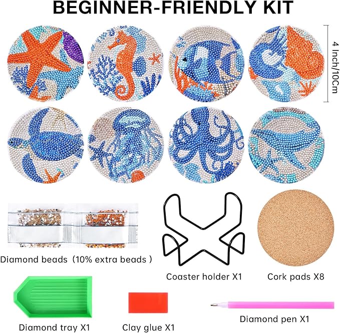 Ocean Animals Diamond Art Painting Coasters Kit