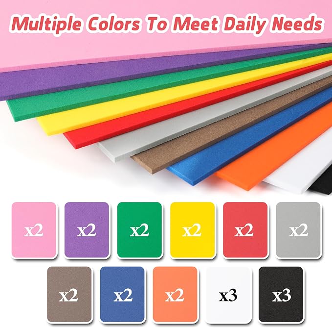 Funria 24Pcs 3mm Embroidery Foam 6" x 9" Puffy Foam