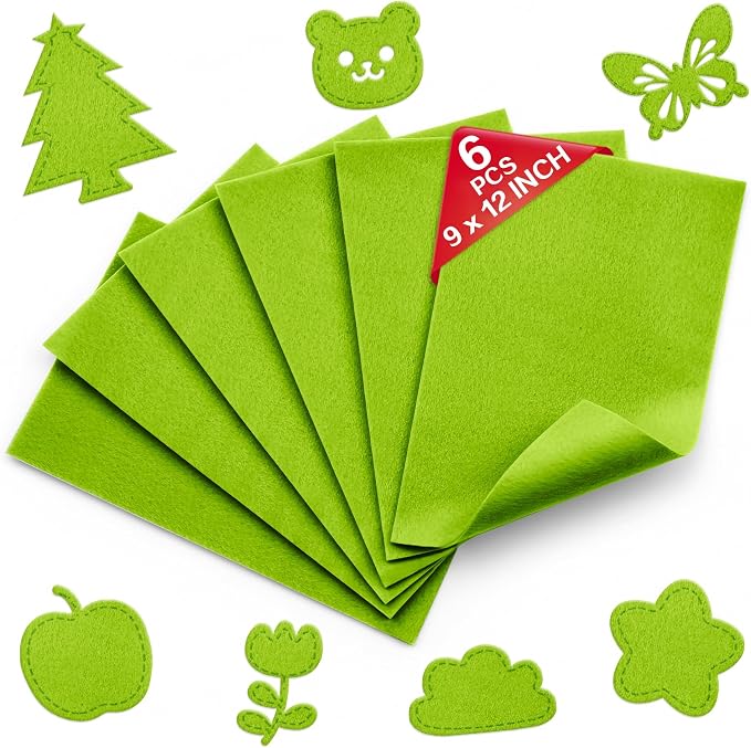 Spring Green Soft Felt Sheets for Crafts, 1.6mm Thick, Kids' Crafts, DIY