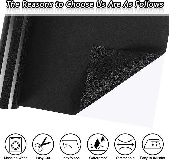 TORC Holographic Black Glitter HTV Heat Transfer Vinyl HTV Rolls