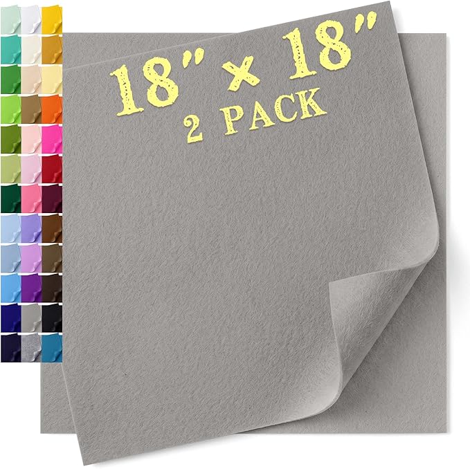Felt Fabric Sheet 18 x 18 Inch, 1.6mm Thick | Soft and Flexible Nonwoven