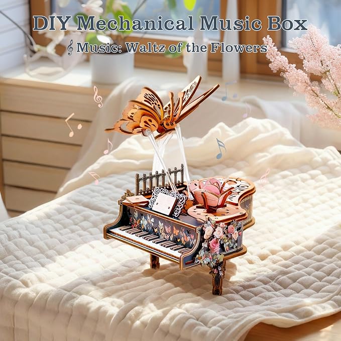 3D Puzzles for Adults, 3D Wooden Puzzle-Magic Piano, Mechanical Model Kit Music