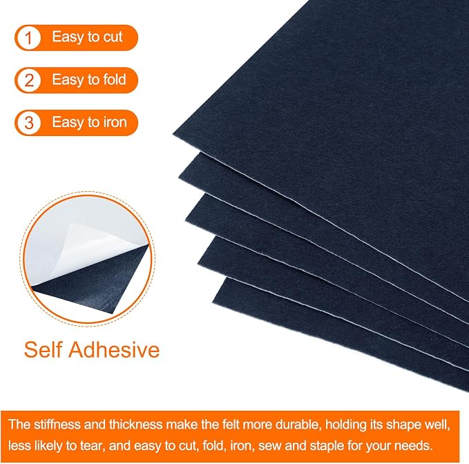MECCANIXITY Adhesive Felt Sheets, Felt Fabric Crafts Back Adhesive Felt Sheets