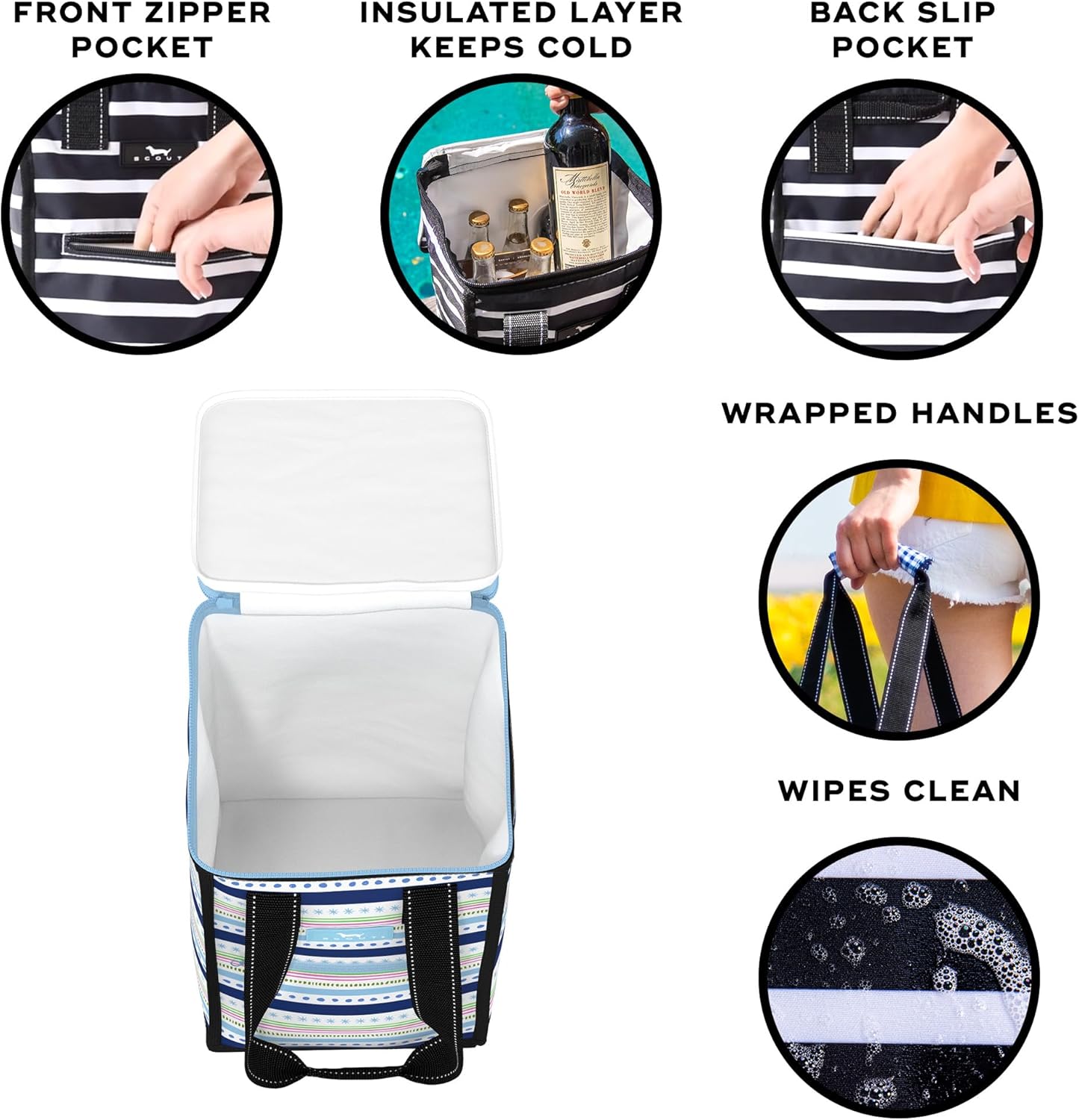 SCOUT Pleasure Chest Cooler - Soft, Lightweight, Insulated Cooler, Fits 5 Wine Bottles Upright, Cooler for Beach, Pool, Boat, and Picnics