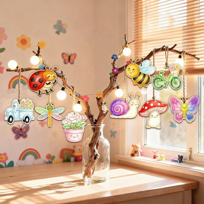80PCS Unfinished Ornament Wood Crafts, Painting Blank Wooden Cutouts | DIY 10