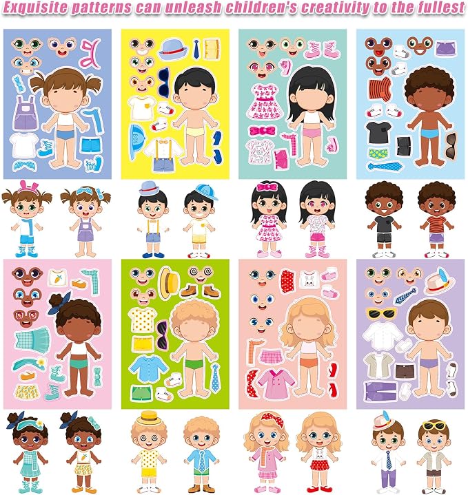 32 Sheets Make a Face and Dress Up Stickers, Make Your Own Stickers