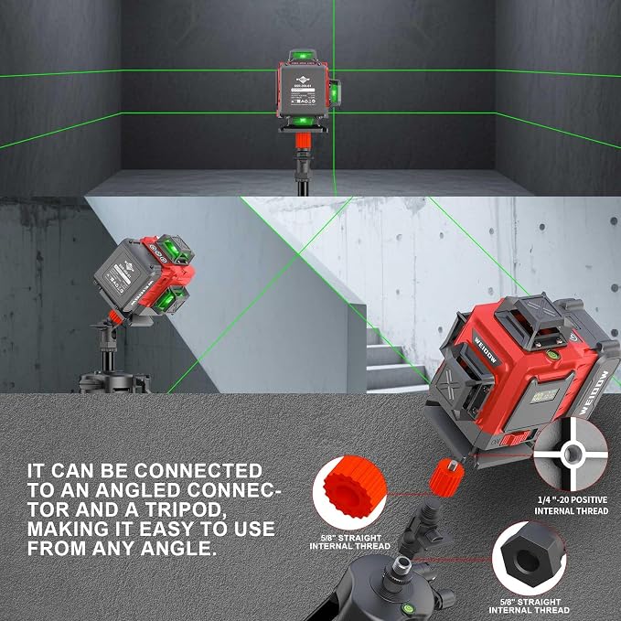 WEIDDW Laser Level 360° Green Cross Line Self Leveling Laser Measuring Tool