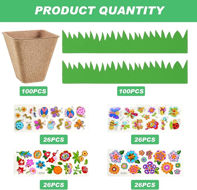 Gueevin 50 Pack Garden Paper Pot Craft Kit Flower Plant Spring Craft Including