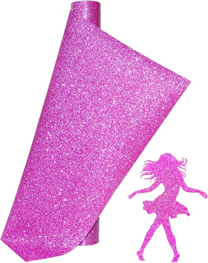 Glitter Heat Transfer Vinyl 12" x 5ft Pink Glitter Iron on Vinyl