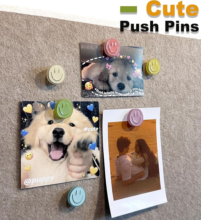 Smiley Face Decorative Push Pins, Cute Bulletin Board Push Pins, Thumbtacks