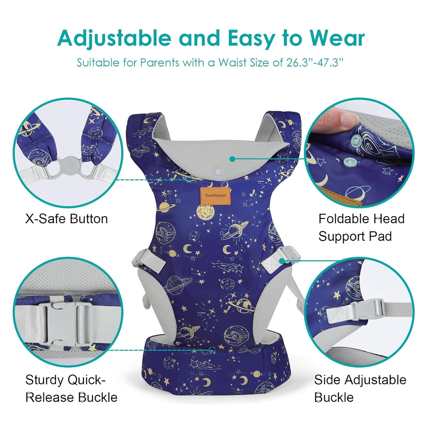 Baby Carrier, Ergonomic Adjustable Toddler Carriers for 7-33 Lbs, Cozy Lightweight Infant Carrier with Neck Support, Baby Chest Carriers with Lumbar Support for Parents (3-36 Months)