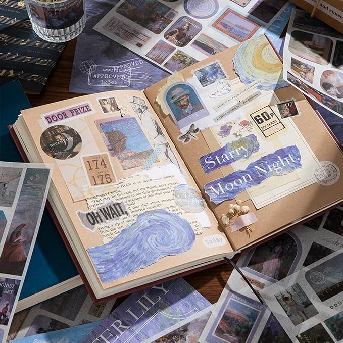 Vintage Scrapbook Stickers, 50 Sheets Aesthetic Oil Painting Sticker Book