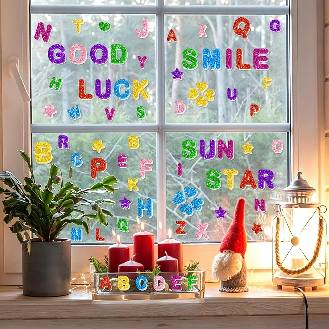 448PCS Glitter Foam Letter Stickers, Colorful Alphabet Stickers, Self-Adhesive