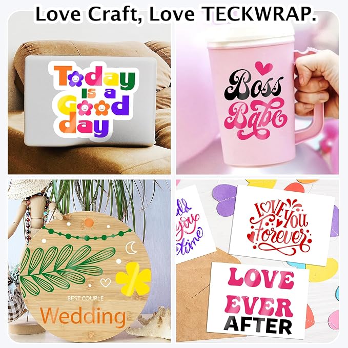 TECKWRAP 001 Glossy Permanent Vinyl - 12in x 3ft Rolls 10 Colors Adhesive Vinyl
