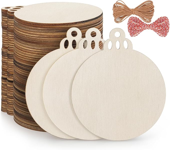 Fuyit Wooden Christmas Ornaments, Unfinished Wood Slices Circle