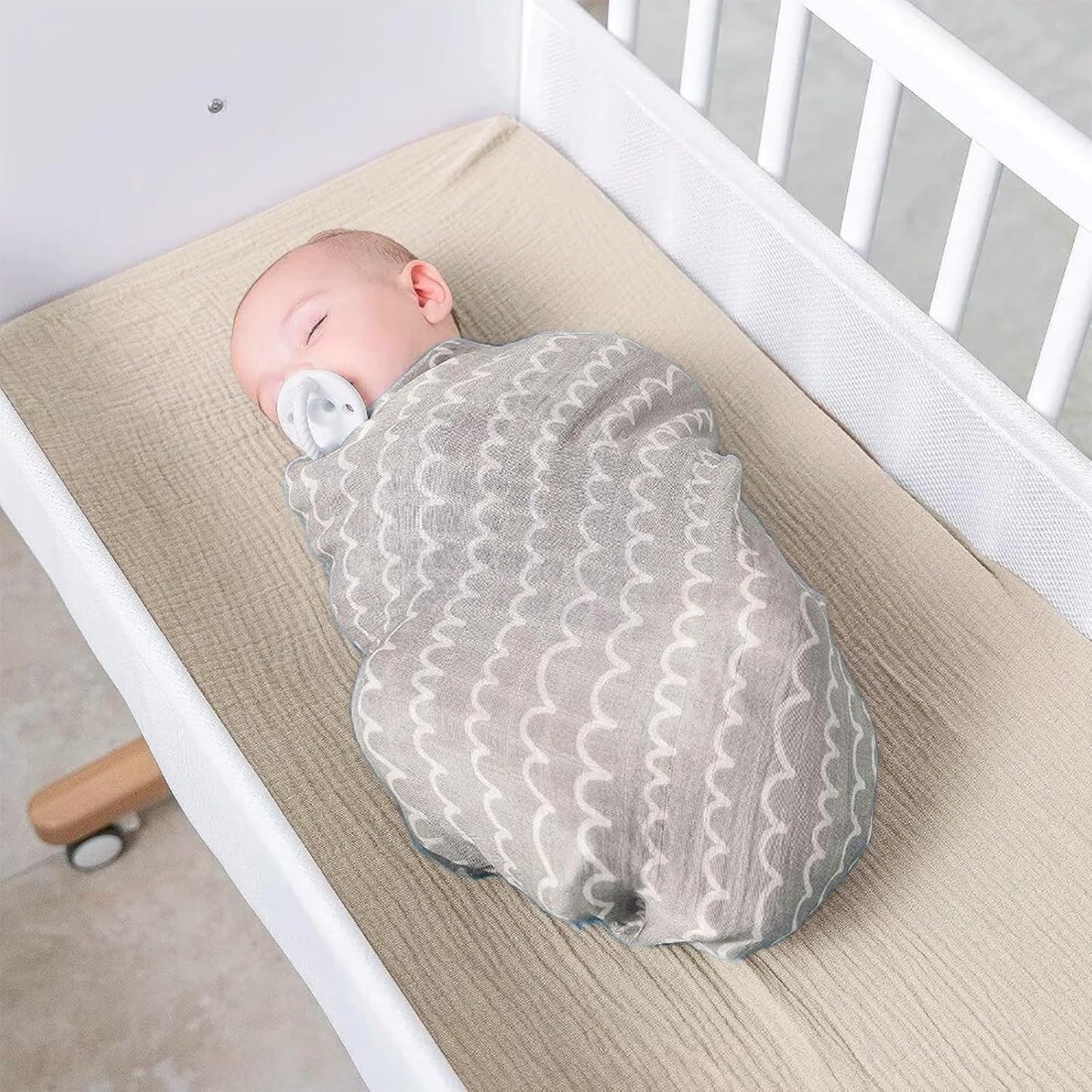 Owlowla Muslin Changing Pad Cover 2PACK,Soft Muslin Cotton Diaper Changing Pad Covers Changing Table Cover for Baby Boy Girl(Natural&Sage)