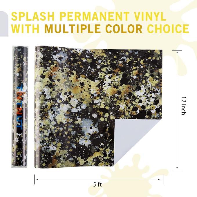 Tintnut Black Gold Permanent Vinyl Roll 12in x 5ft Splash Adhesive Vinyl | Home