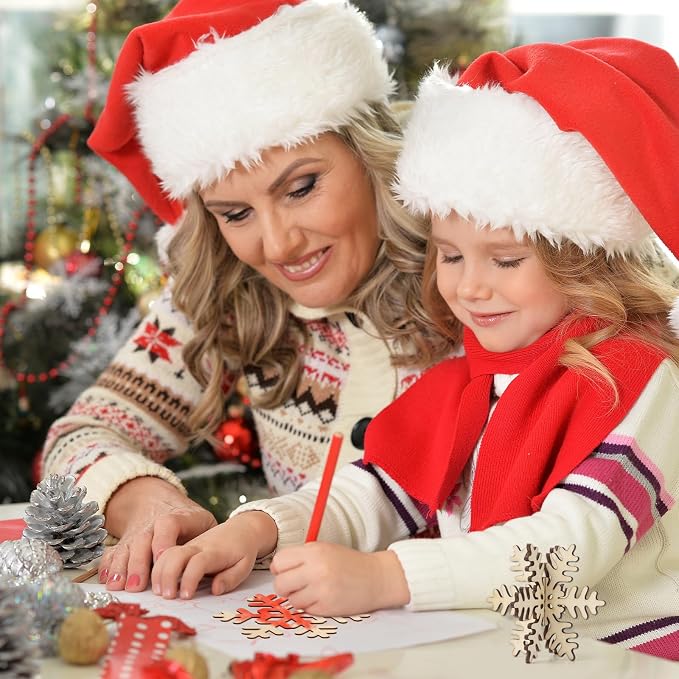 COCHIE DIY 3D Snowflake Wood Crafts to Paint, Paintable Unfinished Wooden Slices