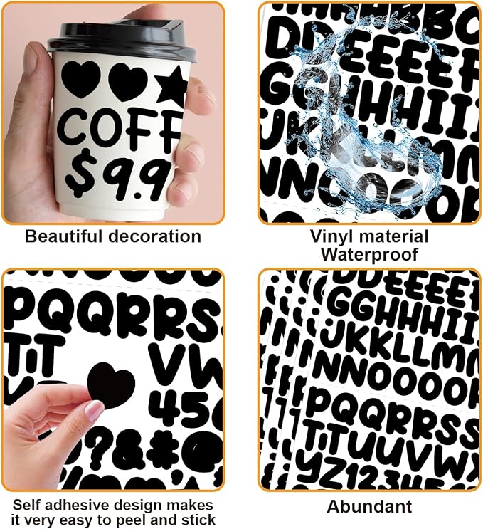 1800 Pieces 20 Sheets Small Letter Number Stickers, 1/2inch Self-Adhesive Vinyl