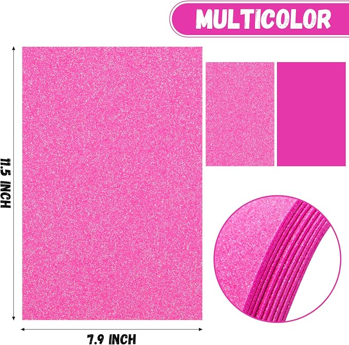 10 Pack Glitter Foam Sheets Craft 8 x 12 inch | Sparkles Foam Paper